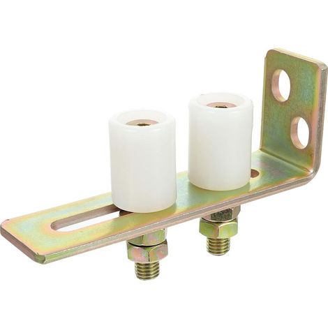 Guide de portail coulissant avec support en L, double rouleau réglable en nylon pour portes-fenêtres coulissantes (1/5)