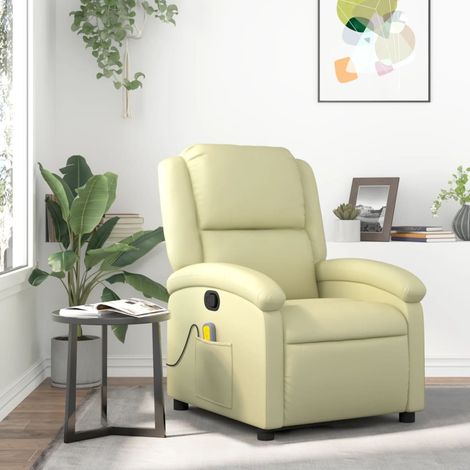 Massagesessel Relaxsessel Echtleder Creme