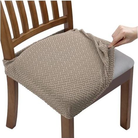Housse de chaise extensible en jacquard – Lot de 4 – Lavable en machine – Protection contre rayures et taches – Épaisseur 2,5-6 cm (1/5)