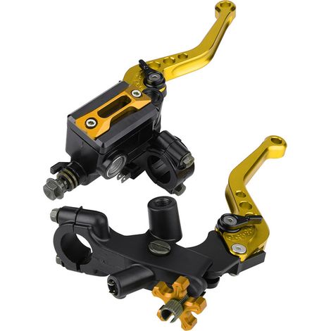 1 Paire Leviers Frein Embrayage Maître-cylindre Réservoir Moto Universel 7/8" (22 mm) Or (1/5)