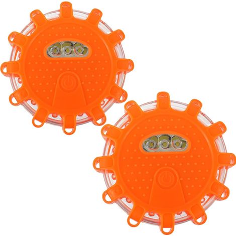Set di 2 luci di emergenza multifunzione, lampada di segnalazione a LED lampeggiante rotante con base magnetica, per auto, incidenti