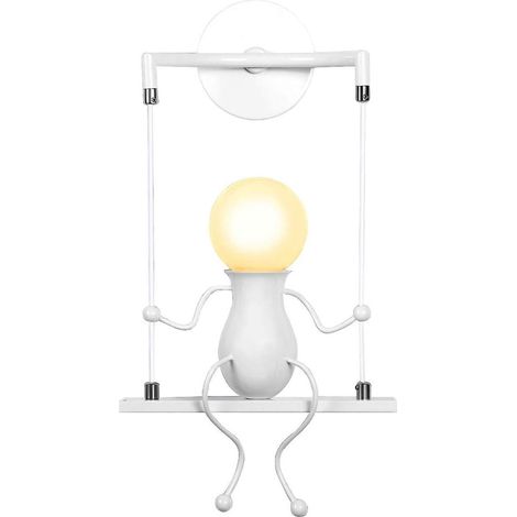 Applique murale LED noire humanoïde créative - Lampe Art Déco moderne pour chambre d'enfant, chambre à coucher, escalier - Ampoule E27 60 W max. (1/5)