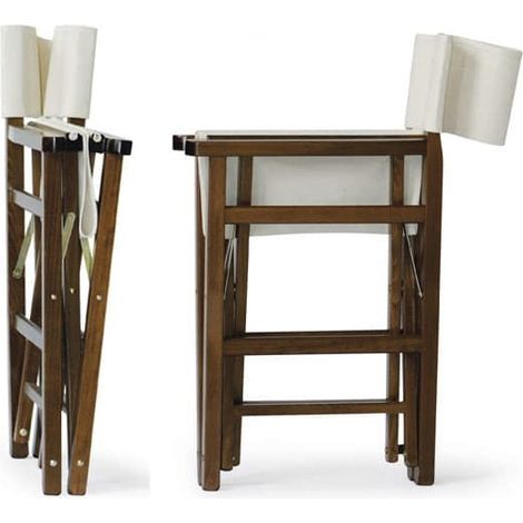 Sedia MX Bianco - Blu regista pieghevole legno trucco giardino esterno bar ristorante (1/5)