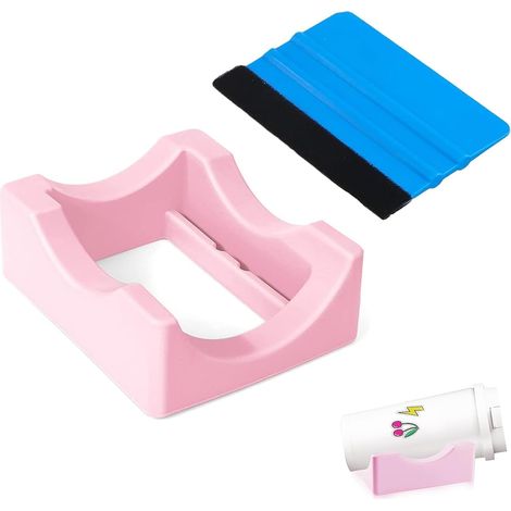Portavasos pequeño, soporte para tazas, soporte para tazas con ranura incorporada y raspador de fieltro, soporte de silicona para tazas, color rosa (1/5)