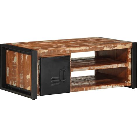 Mesa de centro multicolor 90x50x36 cm madera maciza reciclada vidaXL