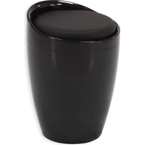 Idimex – Tabouret noir en plastique ABS – Siège amovible avec rangement – Hauteur 50 cm – Largeur 32 cm – Charge max 80 kg (1/4)