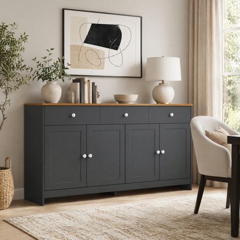 Buffet enfilade 160 cm 4 portes 3 tiroirs OKMYHOME (1/5)