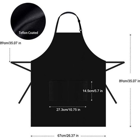 Grembiule da chef, grembiule impermeabile con 3 tasche, grembiule da barbecue regolabile con cinghie lunghe, grembiule da cucina per uomo e donna, ristorante, bar, barbecue (1/3)