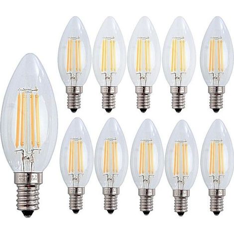 10X E14 Forme Bougie LED 4W Filament Ampoule LED Lampe Blanc Chaud 2700k Flame E27 Lampe 400LM Non Dimmable AC220-240V (1/4)