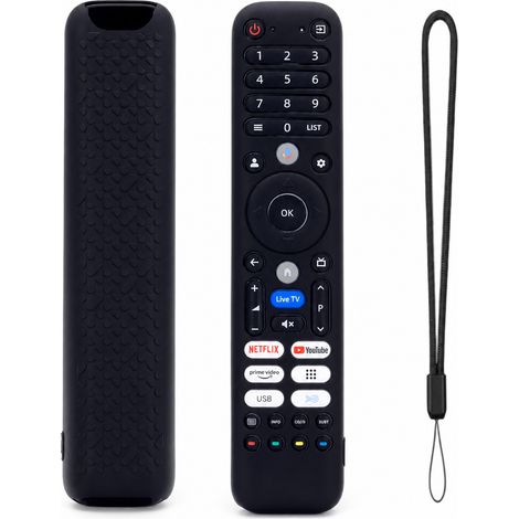 Housse en Silicone Antichoc Noire pour Télécommande Vocale TV, Compatible avec CHiQ L32FM10V et U65M10F (1/5)