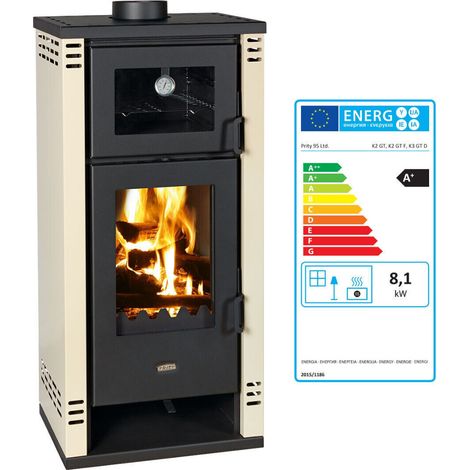 Stufa a Legna con Forno Cucino Camino Prity K2GT F 8.1kw. Borgogna