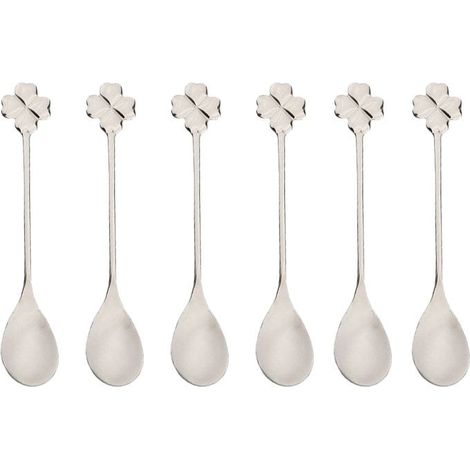 Lot de 6 Cuillères à Café et Thé en Métal Argenté Couverts de Table pour Réception - PANGIVO (1/3)