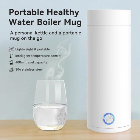 1 mini bouilloire de voyage, petite bouilloire électrique de 400 ml en acier inoxydable (1/4)