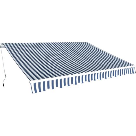 Store banne à bras articulés 350 cm bleu/blanc