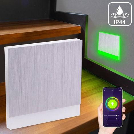 LED Treppenleuchte IP44 eckig Alu-gebürstet - Lichtfarbe: Smart Tuya RGB CCT 3W - Lichtaustritt: Orbis (1/5)