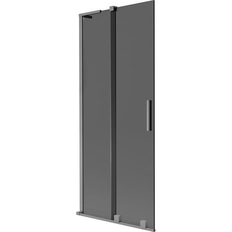 Mexen Velar L paratia vasca da bagno 2 ante scorrevoli 80 x 150 cm, grafite, gun metal - 896-080-003-41-95 (1/5)