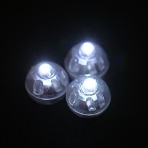 100pcs Lampe LED Ronde, Plastique, Blanc, 1.3cm, Décoration Mariage Fête (1/4)