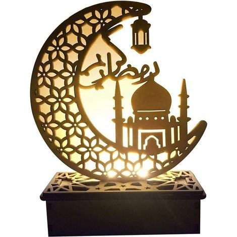 Ramadan-Holzdekorationen, Eid Mubarak-Ornament, Mond- und Stern-Anhänger, islamische Plakette, Heim- und Partyzubehör, DIY-Geschenk (1/5)