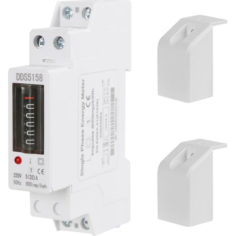 Sollbry Stromverbrauchszähler 1P 5 (32) A Einphasen-Din-Schienen-Energiezähler kWh-Energiezähler 220 V (elektronische Messung) (1/5)