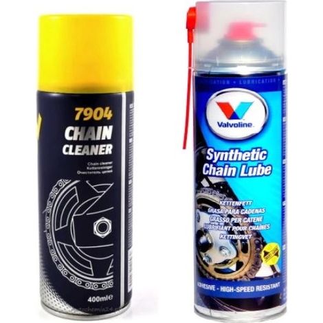 Kit de lubricante para cadenas Mannol Cleaner 7904 + lubricante para cadenas Valvoline (1/3)