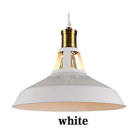 lot De1 Lustre Blanc Suspension Industrielle Vintage E27 Led Lampe Plafonniers Retro Abat-jour Pour Cuisine Salle Manger Salon Chambre Restaurant