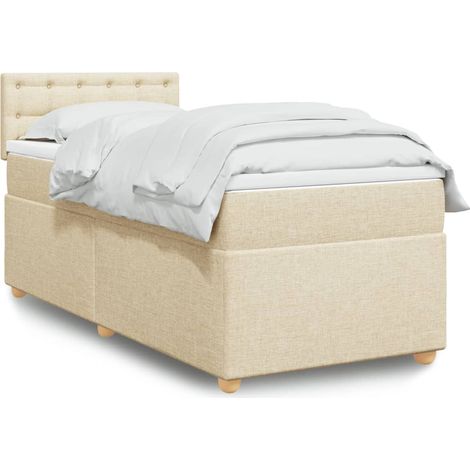 Boxspringbett mit Matratze Creme 100x200 cm Stoff