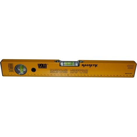 FPLUS nivel magnet.alum.40cm.246/m-40 , Nivel de perfil de aluminio barnizado color amarillocon base magnetica.Ampolla central ajustable con tornillos.Presicion 0.5 mm. por 1 metro