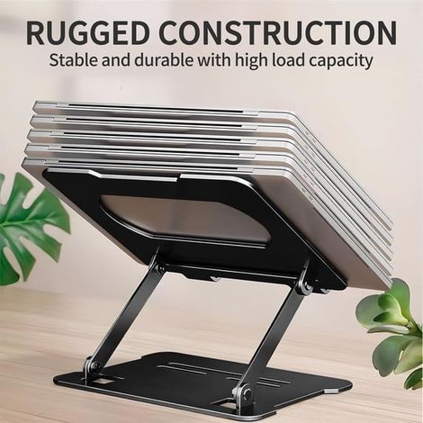 Soporte ajustable para portátil - Soporte ergonómico portátil de aleación de aluminio para portátil, altura y ángulo ajustables (plateado) (1/4)