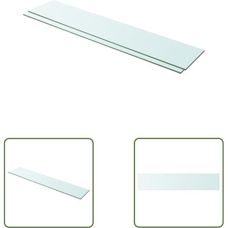 The Living Store Panneaux d'étagère 2 pcs Verre Transparent 100 x 20 cm - Etagere Murale - Étagère Verre - Étagère Transparente - Décoration Murale - Rangement Mural (1/3)