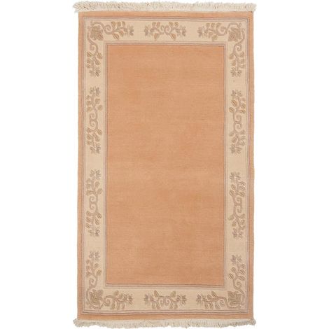 Tapis chambre en laine 90x160 beige et rose rectangle fait main