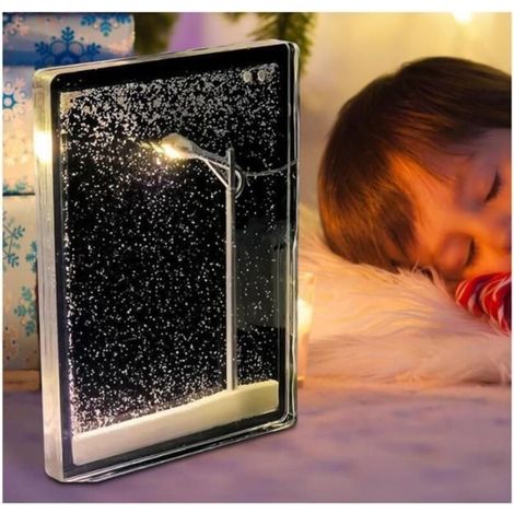 Weihnachtsnachtlicht, Schneelandschaftslampe, festliches Schlaflicht, handgefertigte Nachtlampe, Nachtlichtdekoration, nächtliche Straße