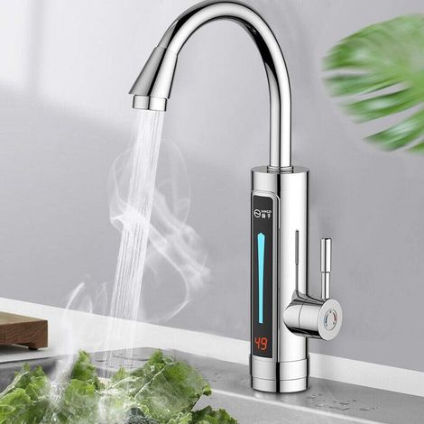 Robinet électrique, Chauffe-eau Instantané de Cuisine 3300W 220V Robinet Chauffant avec Chauffe-eau Instantané Intégré, Robinet à Robinet Rotatif 360° (1/5)