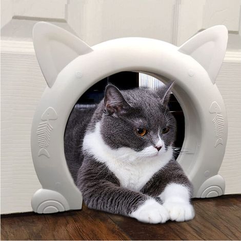 Katzenklappe für drinnen, Katzentunnel für Katzen bis 10 kg, Weiß