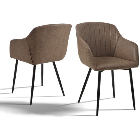 Goeurvant Minimalistische Esszimmerstühle mit breiter Sitzfläche und ergonomischen Armlehnen, Kombination aus Komfort und Eleganz - 2er Set - Dunkelbraun