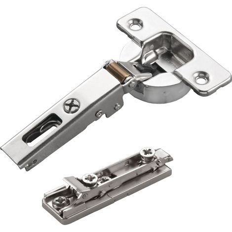 2 x Salice Topfband Serie 700 mit Dämpfer im Topf 110° Bohrbild T45 Eckanschlag inkl. Linear-Montageplatte Höhe 3 mm mit vormontierten Euroschrauben, Exzenterverstellung Schrankscharnier von SOTECH (1/5)