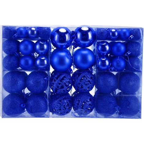 100 Boules de Noël Incassables Décoratives pour Sapin, Bleu - Ornements Suspendus pour Fête (1/5)