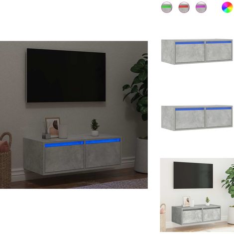 TV-Schrank mit LED-Leuchten Betongrau 75x35,5x25 cm - TV-Schrank - TV-Schränke - HiFi-Schrank - Medienschrank (1/5)