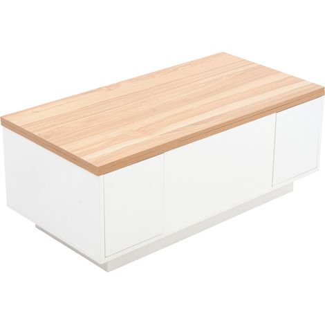 Doppelter Lift-Couchtisch mit verborgenem Stauraum, Weiß Holzoptik, MODENUIT (1/5)