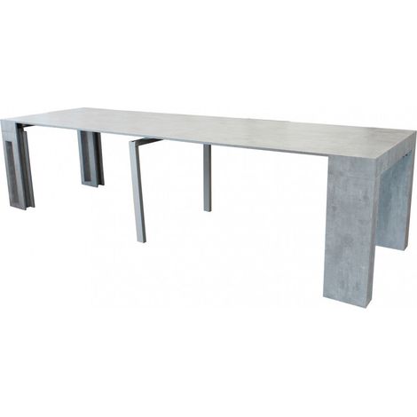 Tavolo consolle allungabile salvaspazio in mdf con struttura in metallo 90x50/300xH75 cm New Napoca -  Grigio