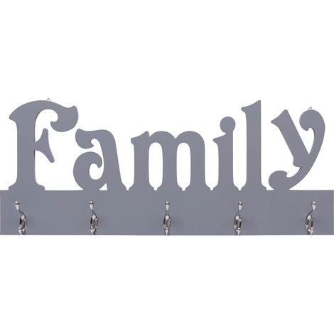 vidaXL Perchero de pared FAMILY gris 74x29,5 cm (1/2)