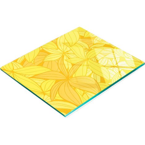 Pannello decorativo multifunzionale da cucina in legno temperato con fiori gialli, 60x52 cm. (1/5)