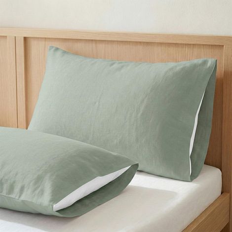 Taies Oreiller 45x70 cm Lot de 2 100% Coton Vert Menthe (1/5)