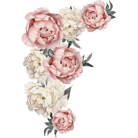 Rose-Stickers Muraux Décoratifs Stickers Muraux Motif Fleur De Pivoine Papier Peint Floral Art Applique Salon Chambre Étude Décoration Fond Autocollant Décor À La Maison40x60cm (1/5)