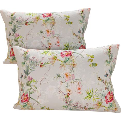 Lot de 2 Taies d'Oreillers 50x80 cm 100% Microfibre Hypoallergénique, Housse Oreiller Rectangulaire Printemps Gris, Paquet de 2 (1/2)