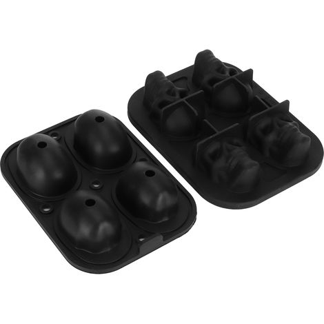 4-teiliges, totenkopfförmiges Eiswürfelset aus Silikon für Halloween-Eiscreme und gefrorene Desserts, inklusive 2 Trichtern, ideal für die Küche (1/5)