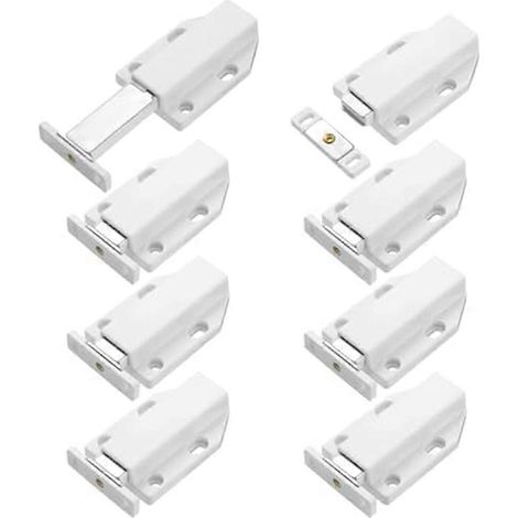 Set mit 8 robusten, magnetischen Push-to-Open-Schrankverschlüssen, leichtgängig per Druck zu öffnen, berührungsempfindliche Magnete, weiß (1/5)
