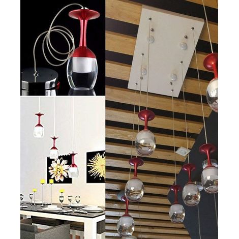 Trade Shop - LAMPADARIA 6 LAMPADA CALICE STEEL LED PENDENT PORTALAMPADA -