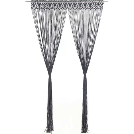 vidaXL Rideau en macramé Anthracite 140x240 cm Coton (1/5)