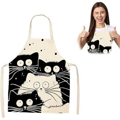 55 × 68 CM Tablier de Cuisine Femme Matière Lin, Animés Tablier Personnalisé pour les Cuisines Domestiques les Cafés les Barbecues Extérieurs et les Restaurants (1/5)