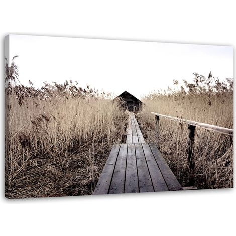 Tableau sur toile Pont Nature Lac 60x40 (1/5)